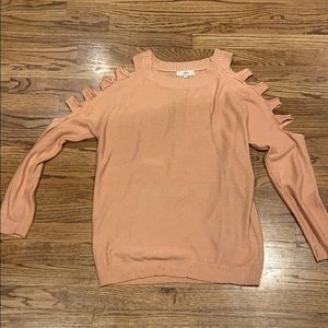 Never worn peach cold-shoulder cut-out sweater